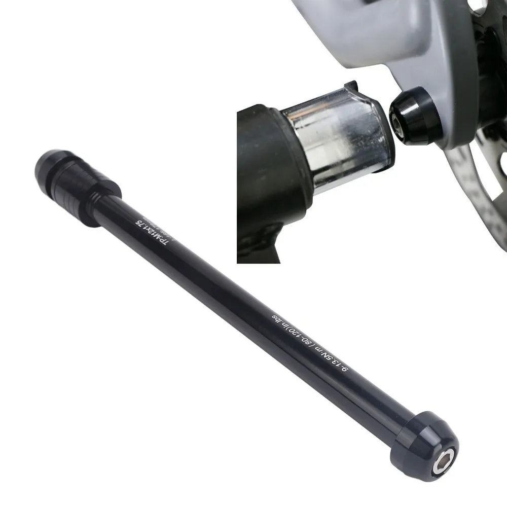 Eje pasante bicicleta de aluminio negro con llave, kit adaptador - imagen 5
