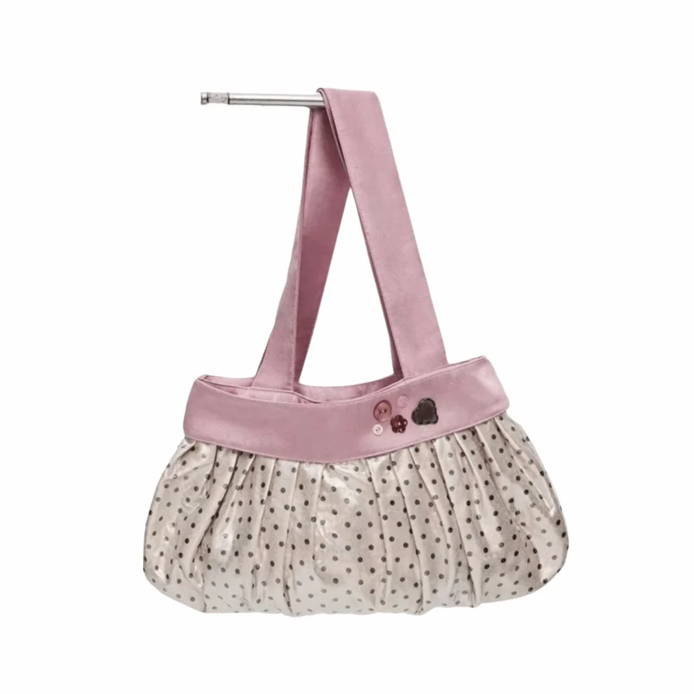 Bolso de hombro rosa con lunares, gran capacidad, mujer plisado