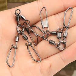 FishTrip Conectores giratorios 3 vías para señuelo calamar acero negro