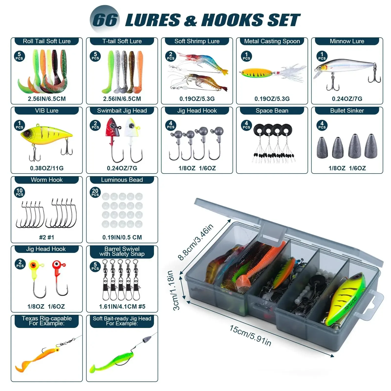 Kit de pesca Goture con caña telescópica, carrete y señuelos - imagen 4
