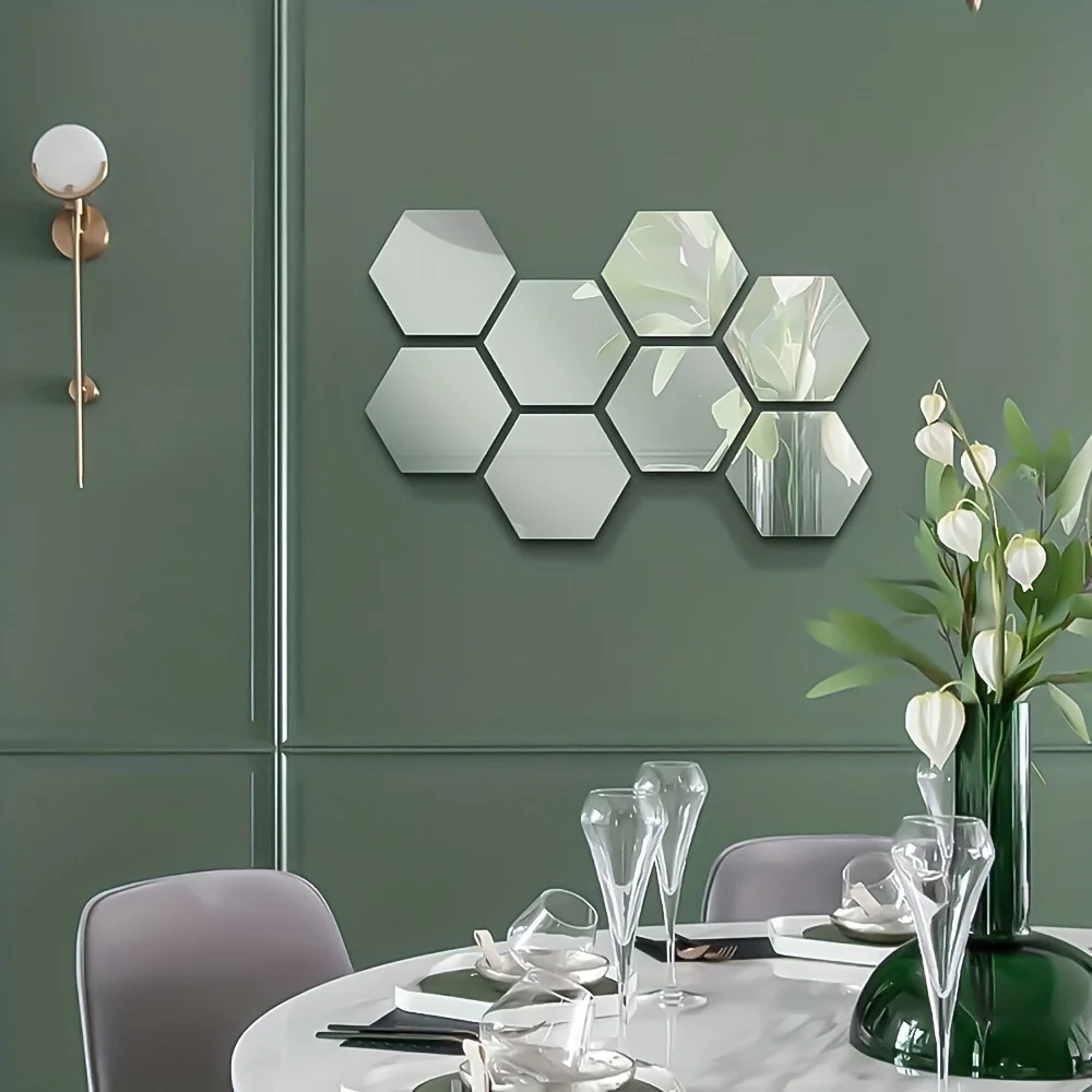Calcomanías 3D hexagonales acrílicas – Pegatinas espejo para paredes