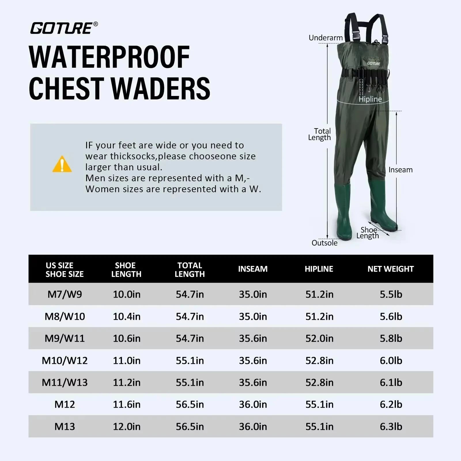 Goture vadeador de pecho impermeable con bota integrada y cinturón - imagen 3