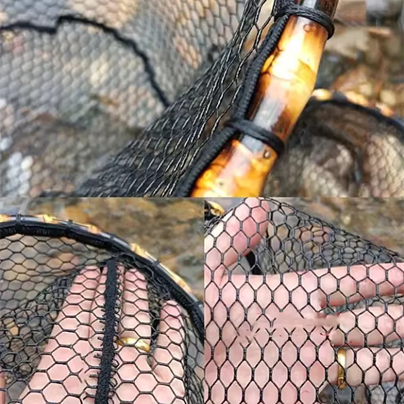 Mango de bambú artesanal para red de pesca con mosca - imagen 3