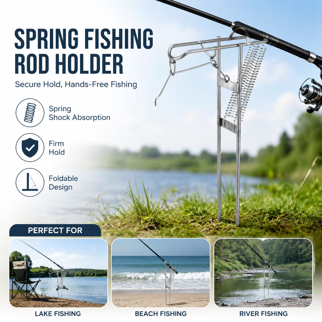 Soporte clavable automático para caña de pesca de acero inoxidable - imagen 5