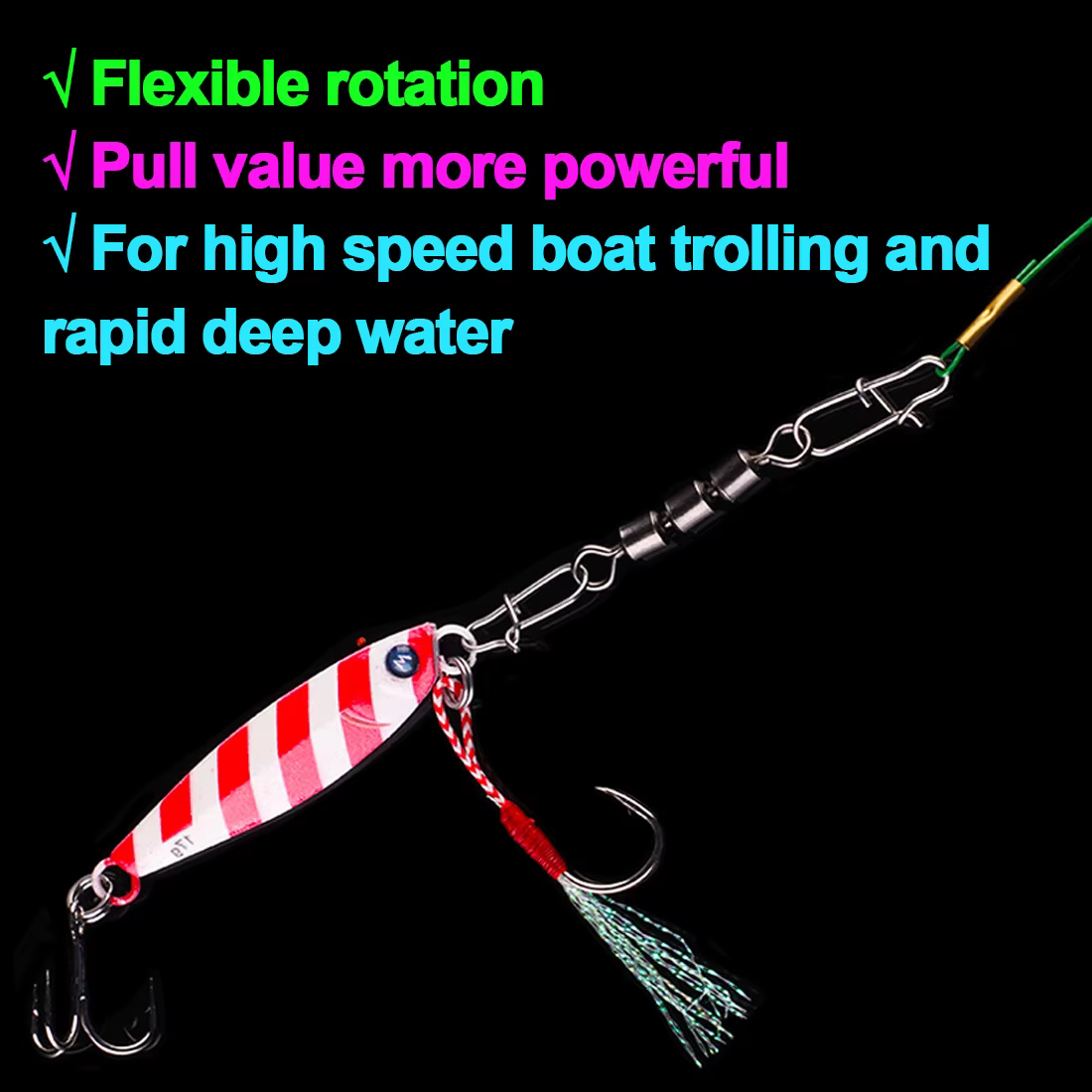 FishTrip 30 Piezas Giratorios Triples Alta Velocidad para Currican - imagen 5