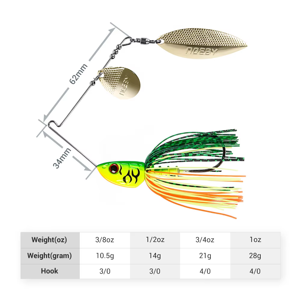 NOEBY Spinnerbait Bass – Double Willow Blade Spoon con Needle Swim - imagen 4