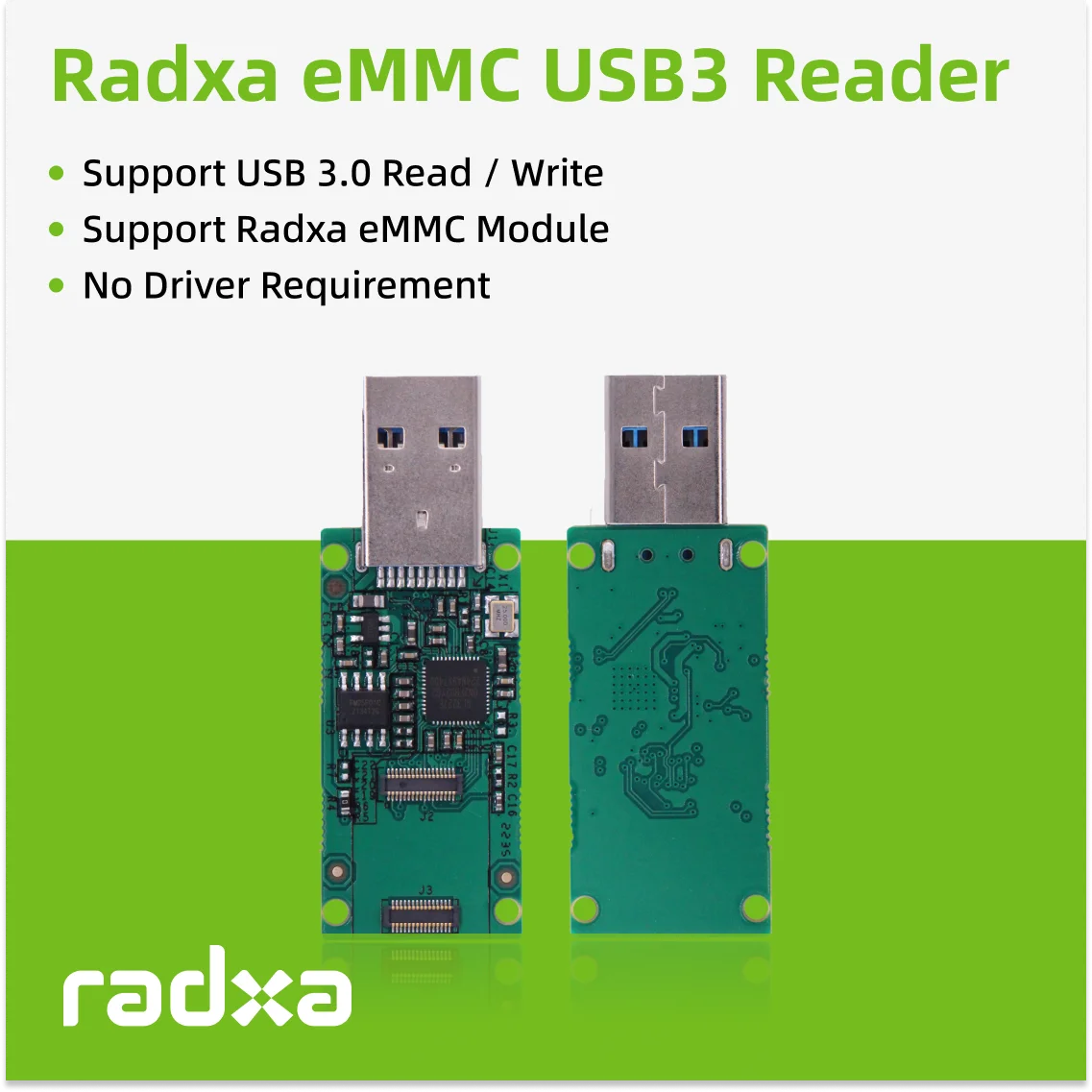 Lector UFS y eMMC compatible con placas Radxa SBC por USB