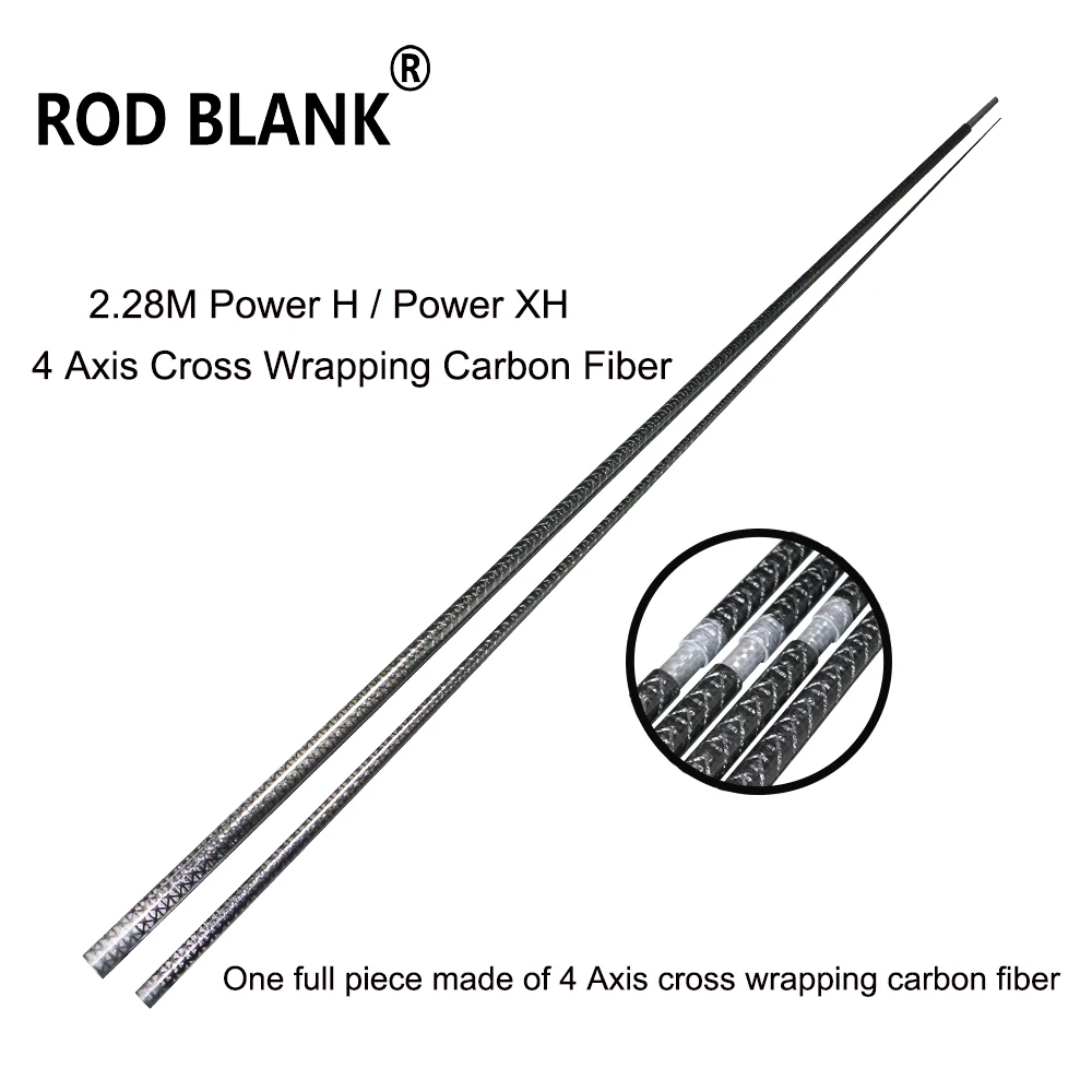 Blank de fibra de carbono de 2,28 m con construcción 4-ejes y envoltura cruzada
