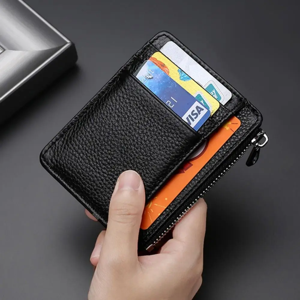 Tarjetero ultrafino de cuero genuino con ranura para tarjetas - imagen 3