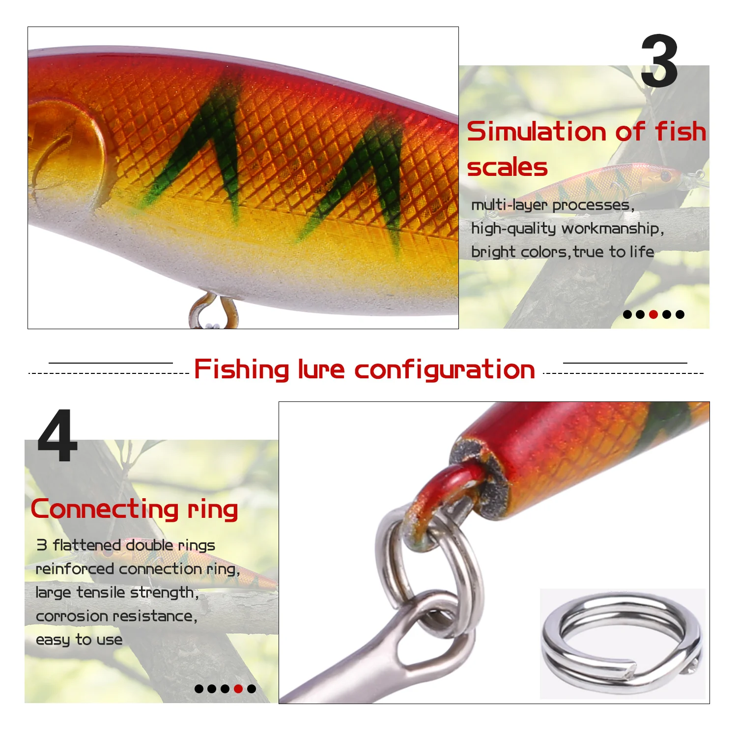 Sougayilang Cebo de pesca Premium con ojos 3D y anzuelos triples - imagen 4