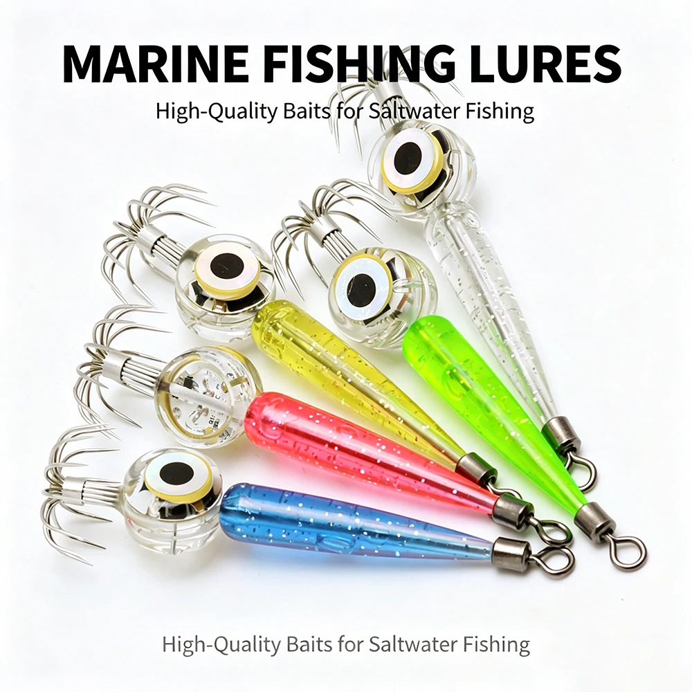 Cebo de calamar con luz LED doble capa para pesca marítima - imagen 2