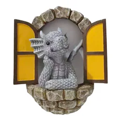 Estatua mini de dinosaurio de resina pensativa para jardín exterior