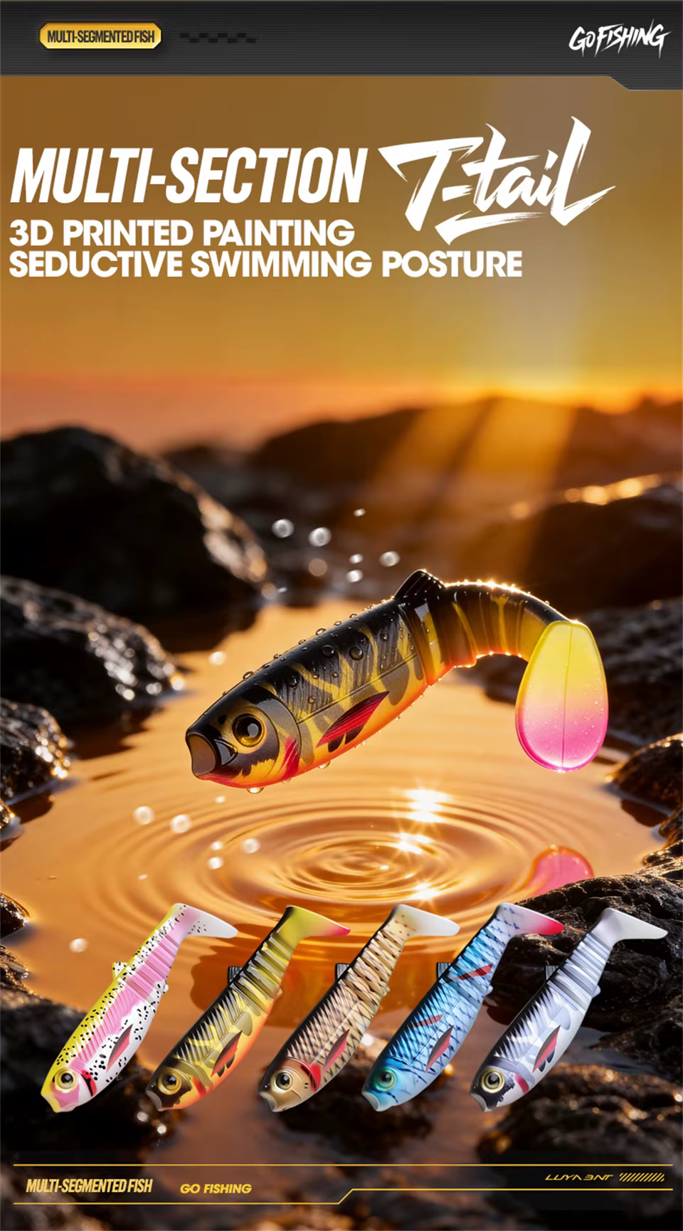 Swimbait de cola T y cuerpo segmentado