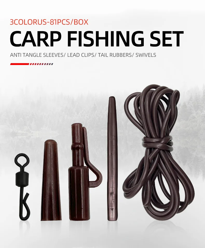 Accesorios para pesca organizados en caja