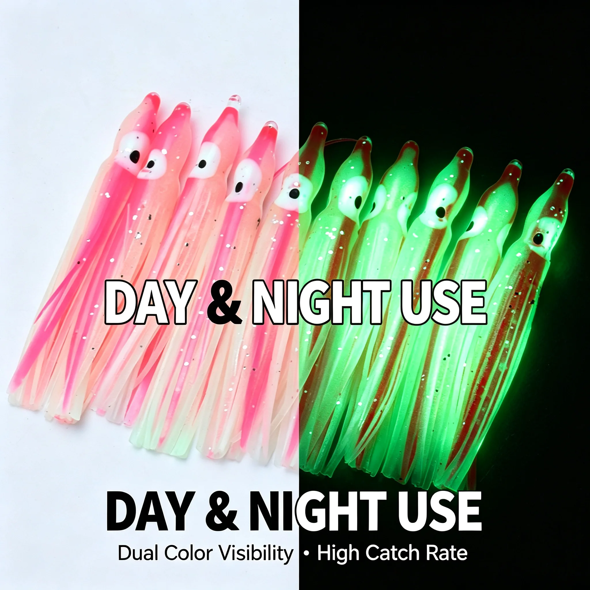 Señuelos de calamar de silicona luminosos para pesca en agua salada - imagen 4