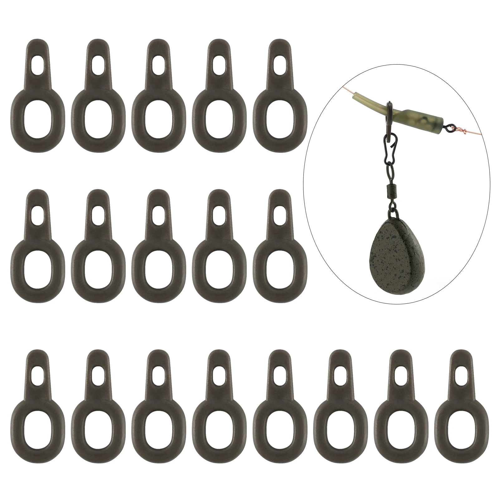 Anillos de aparejo para pesca con acabado verde mate