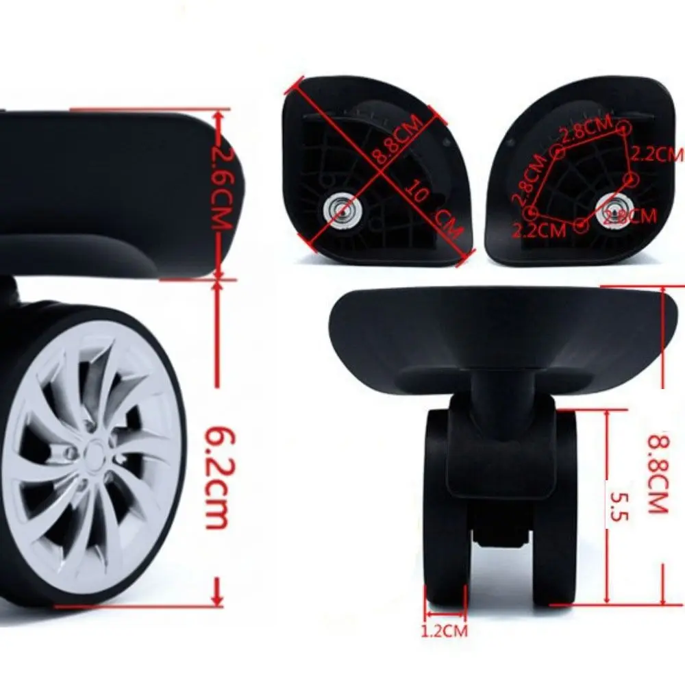 Ruedas giratorias negras 360° para maletas