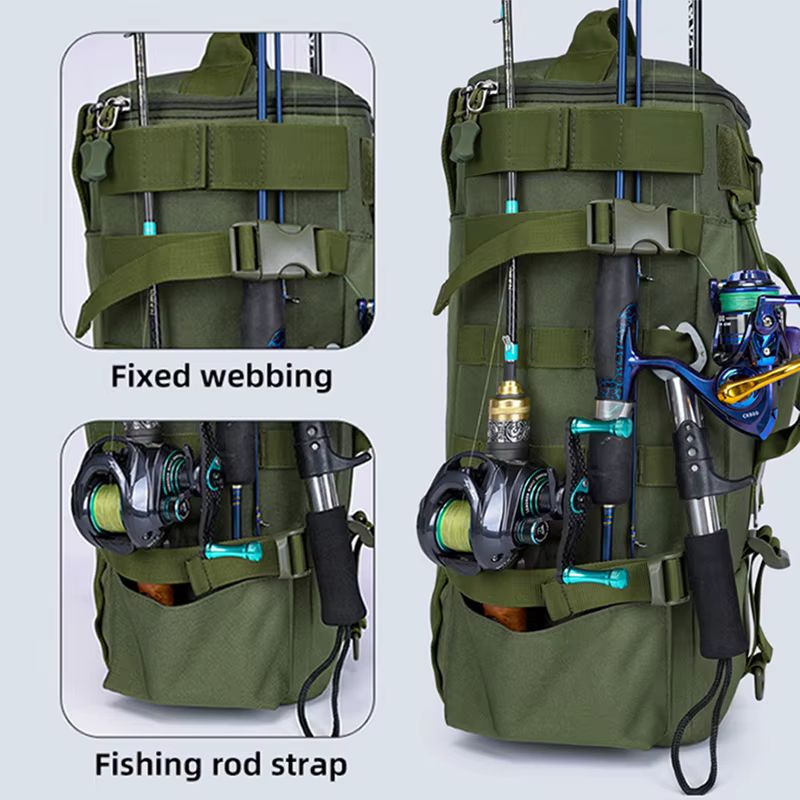 Mochila de Pesca Táctica Molle con Soportes para Caña y Almacenamiento - imagen 2