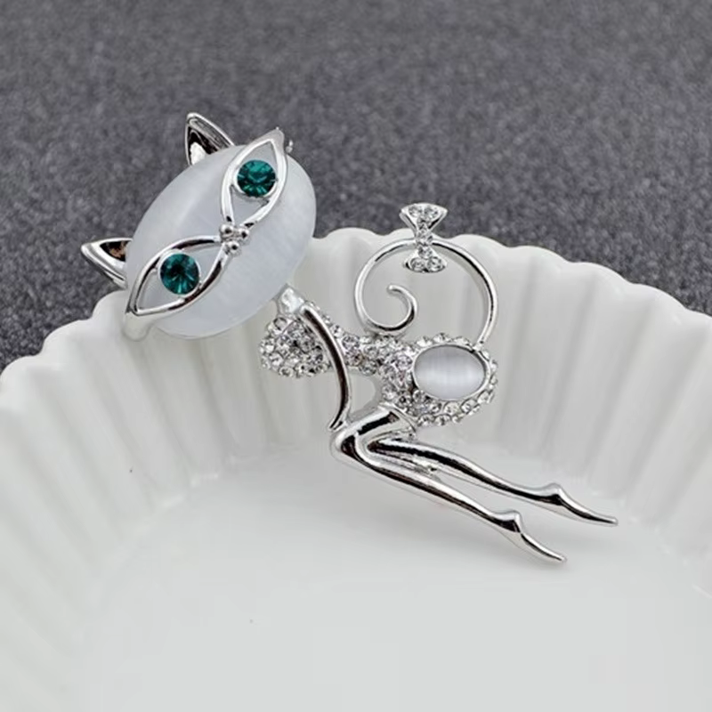Collar Ópalo Ojo de Gato con Cristal Moderno para Boda - imagen 2