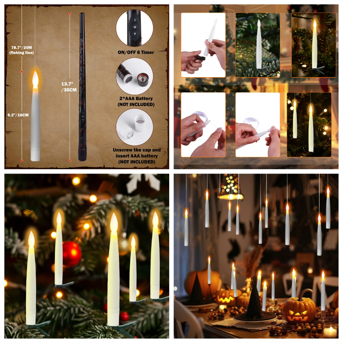 Velas LED Navideñas cónicas sin llama con clip control remoto - imagen 5