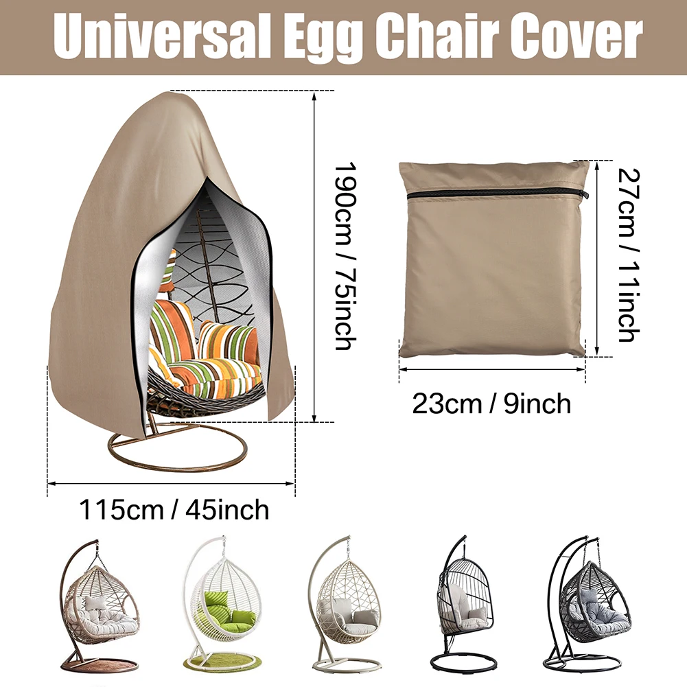 Funda impermeable para silla de huevo colgante con cremallera y cordón - imagen 5