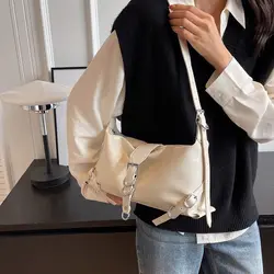Bolso bandolera de cuero liso con cremallera y gran capacidad