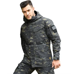 M65 US Camo chaqueta impermeable pesca con capucha para hombre