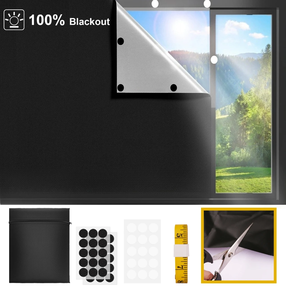 Cortina opaca térmica adhesiva para ventana de dormitorio
