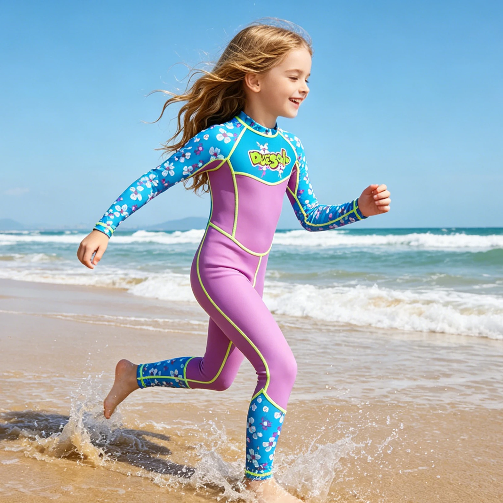 Traje de baño UV manga larga para niña entero surf y snorkel - imagen 2