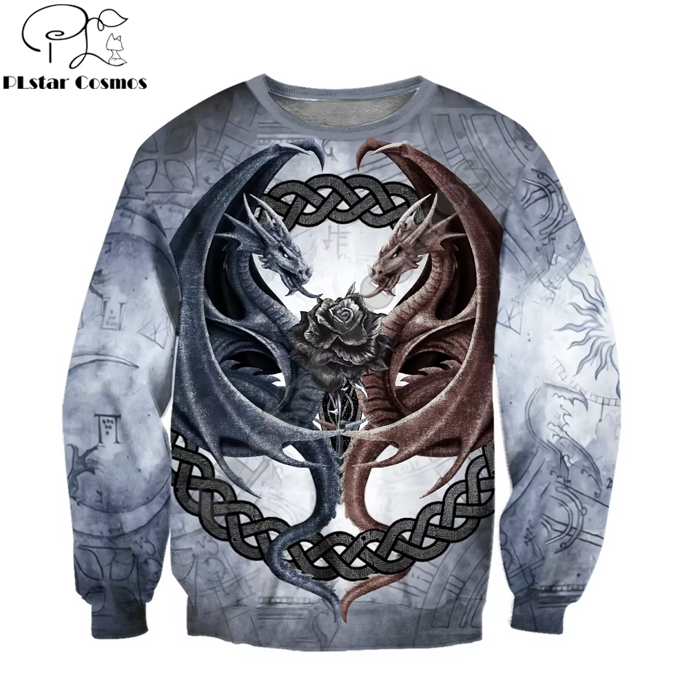 Sudadera pesca 3D PLstar Cosmos Dragon – Estampado de rosas - imagen 3