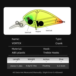 LETOYO Micro Crankbait MR para lubina – Señuelo flotante río