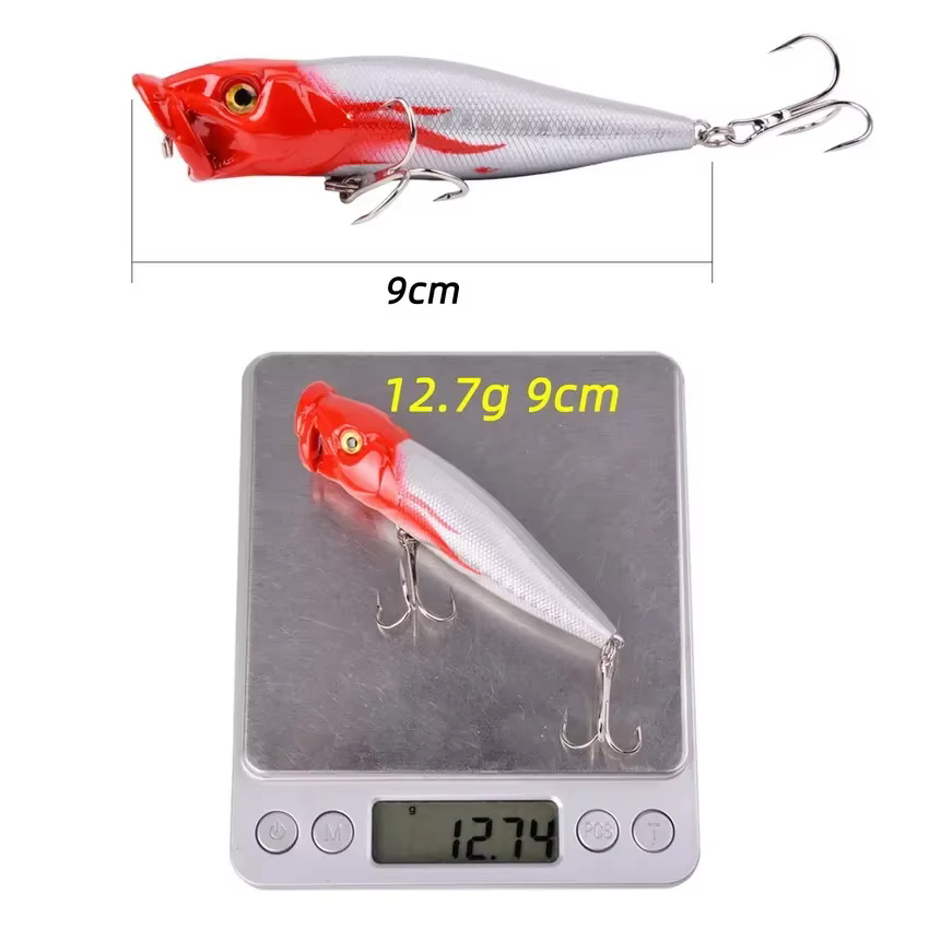 Popper japonés superficie con ojos 3D – Señuelo topwater para lubina - imagen 4