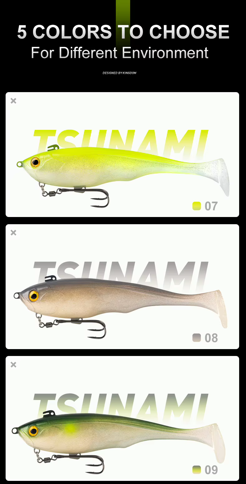 Señuelo blando para pesca de lubina y lucio Kingdom Tsunami