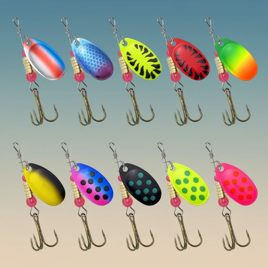 Spinnerbait giratorio multicolor con anzuelo triple