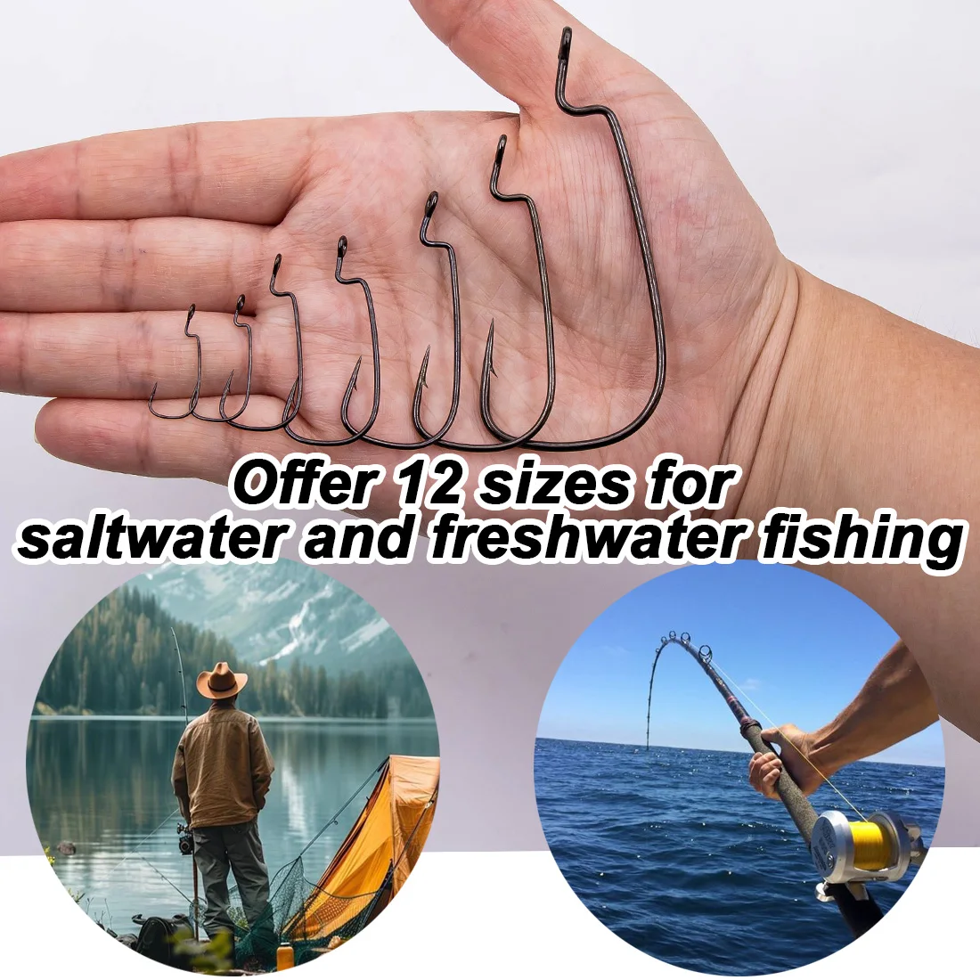 FishTrip Anzuelos Offset Vientre Estrecho – Texas rig lubina - imagen 3