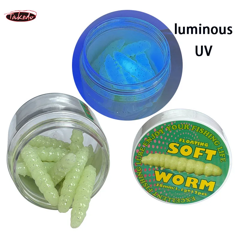 TAKEDO LD02 Señuelo flotante grub TPE suave UV con insecto Luminoso