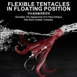 TEASER HK037 Anzuelo pulpo biónico TPE flexible jigging UV agua salada