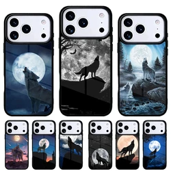 Funda iPhone lobo rugiente con luna - Carcasa trasera original diseño