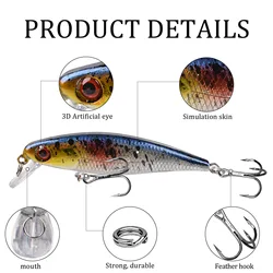 Señuelo Minnow de plástico duro con ojos 3D