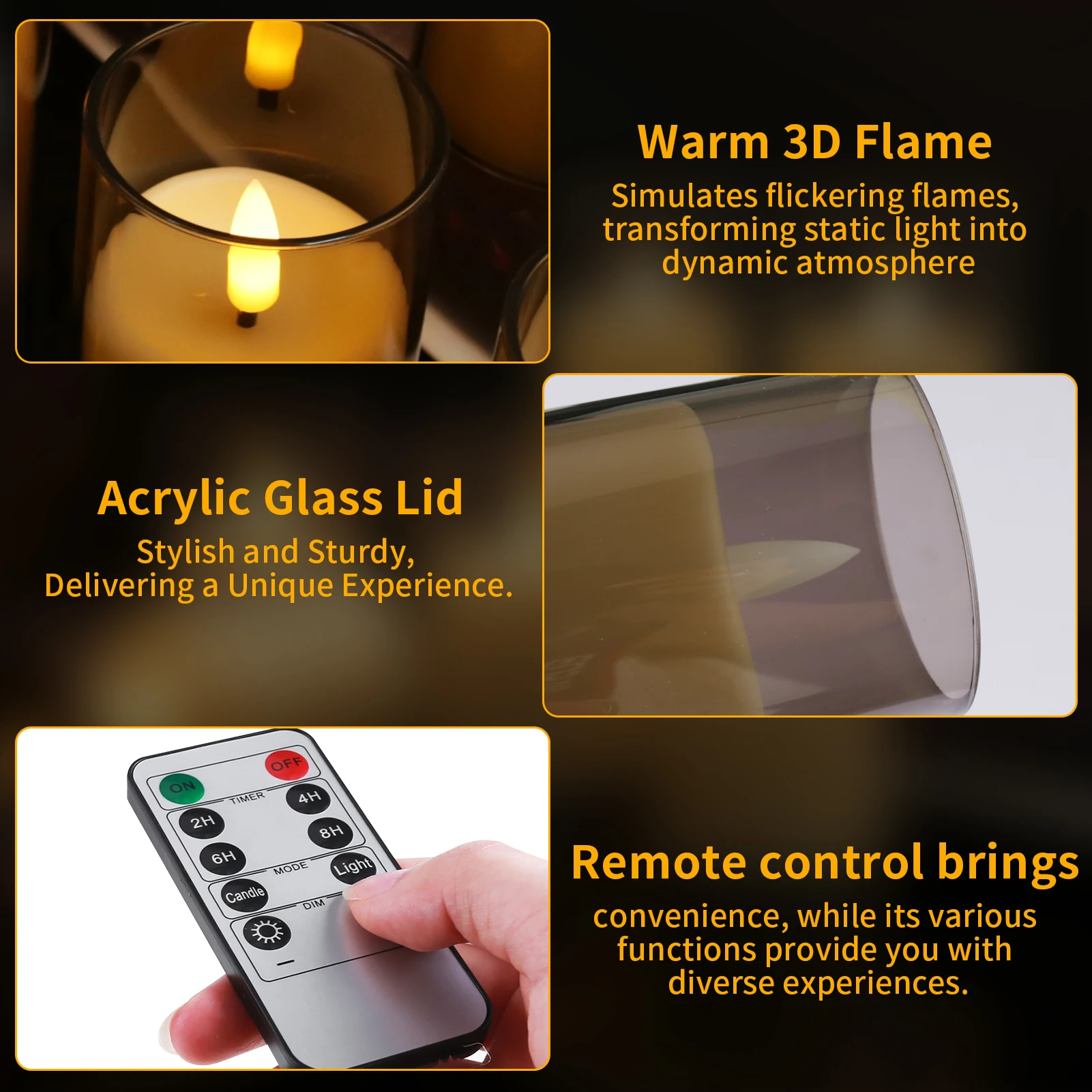 Mando a distancia y vela LED recargable