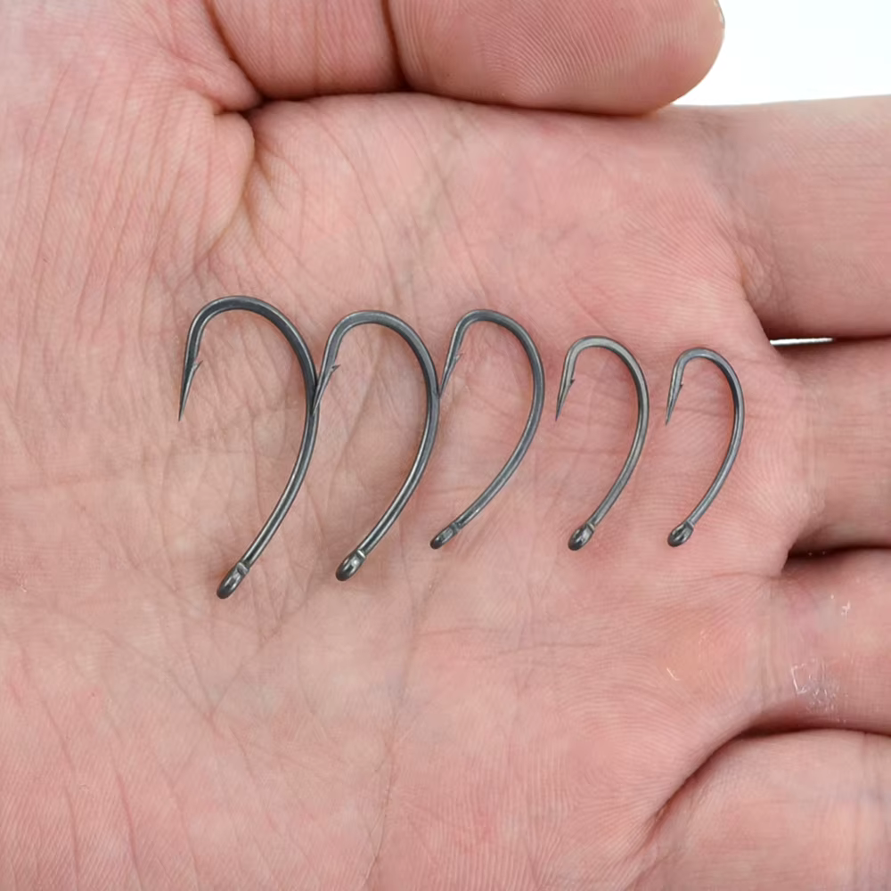 Hirisi Anzuelos de carpa con ojo micro-púa, acero al carbono PTFE - imagen 2