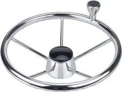 Volante de barco acero inoxidable pulido con perilla control