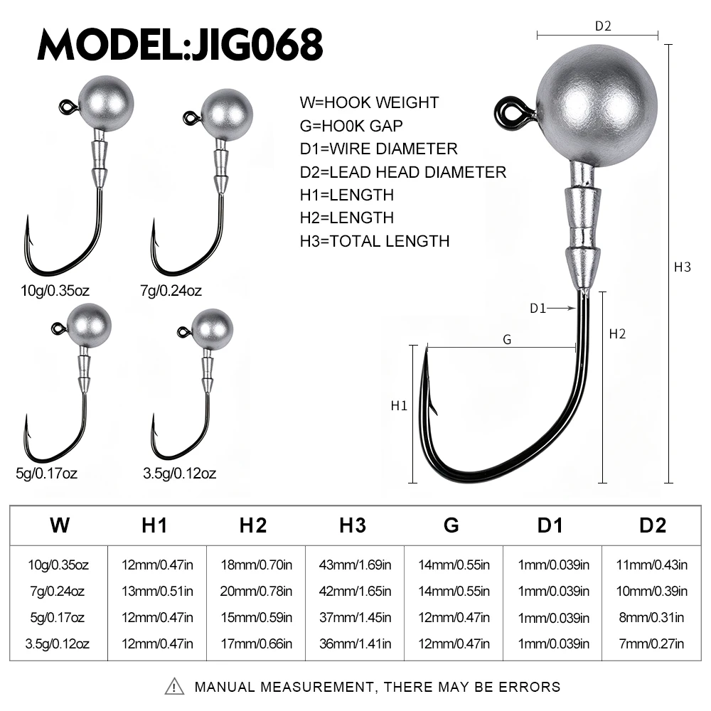 Anzuelos Jig Head PROBEROS offset redondo con púas para vinilo - imagen 2