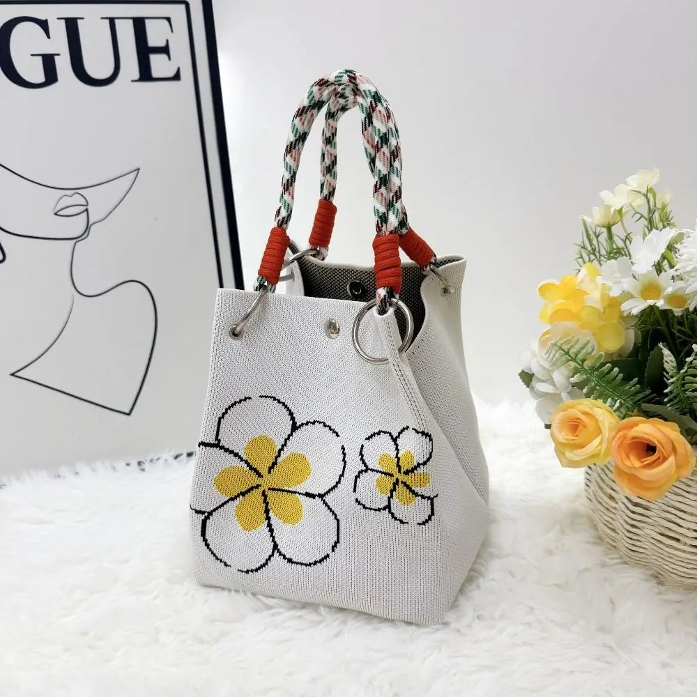 Bandolera tejida con motivo floral y asa ancha para mujer y niña - imagen 2