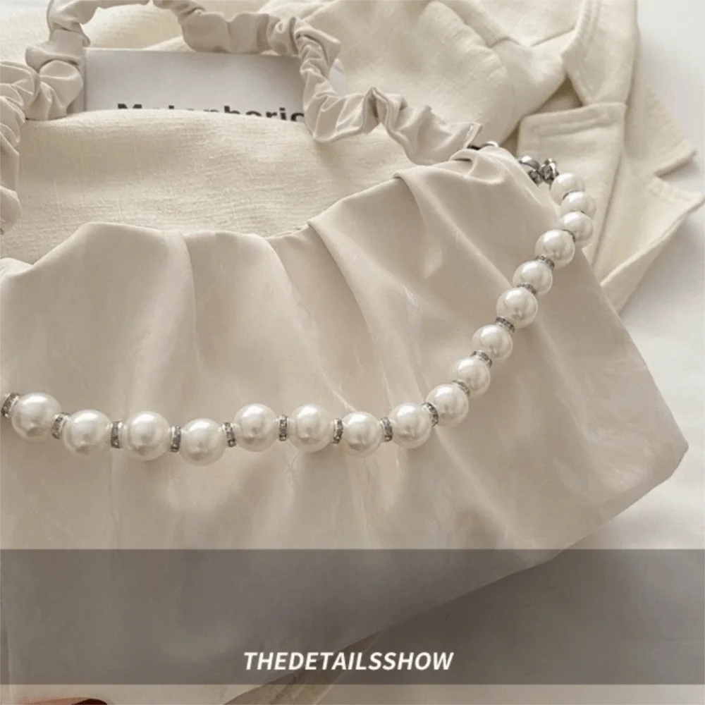 Bolso bandolera con cadena de cuentas plisado de cuero PU elegante - imagen 4