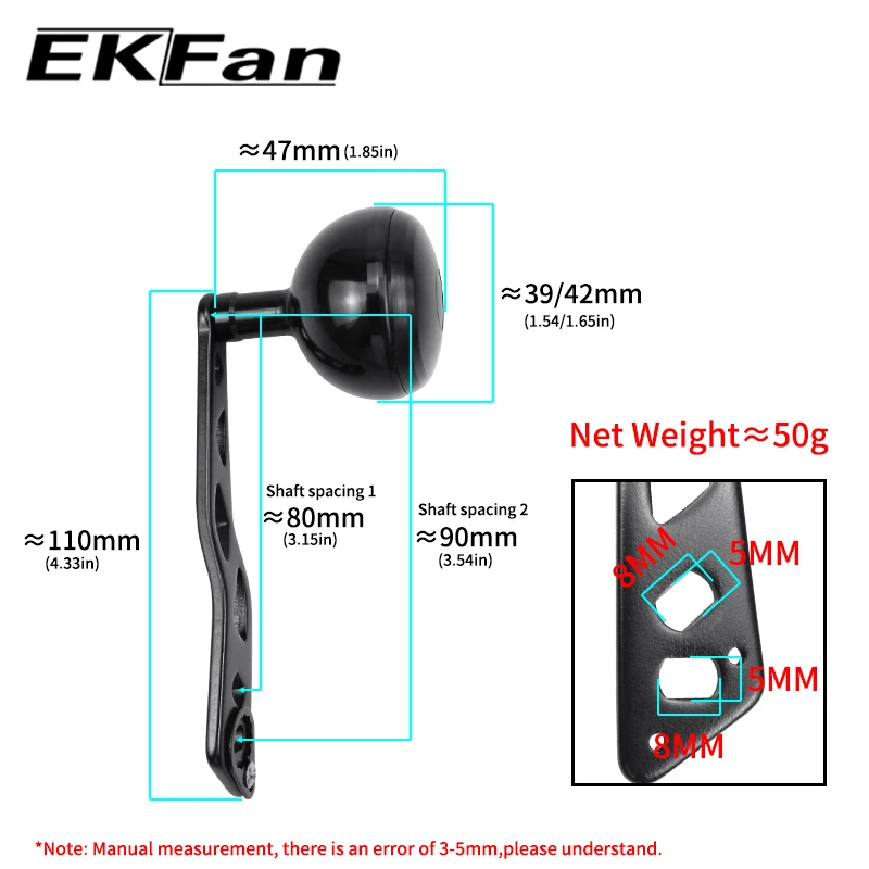 Manivela baitcasting EKFan aleación de aluminio repuesto para carrete - imagen 5