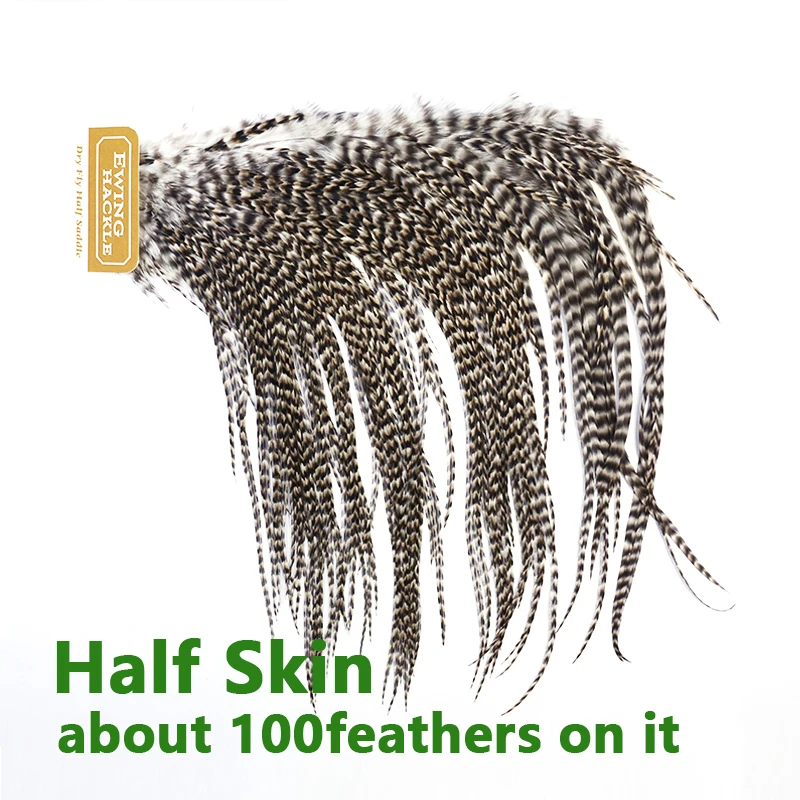 Ewing sillín mosca seca grizzly natural – pluma hackle para atado - imagen 2
