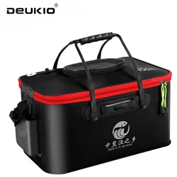 Cubo collapsible para peces vivos – Asa EVA y bolsillo lateral para pesca