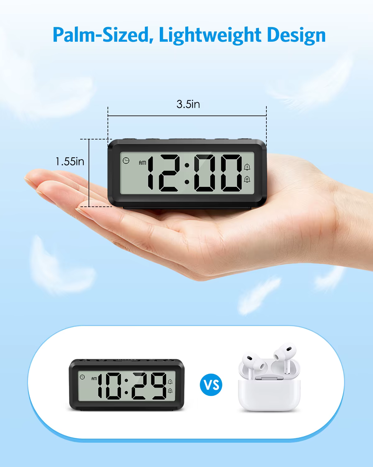 Despertador Digital Portátil Doble Alarma Repetición Fecha Hora Pesca - imagen 3