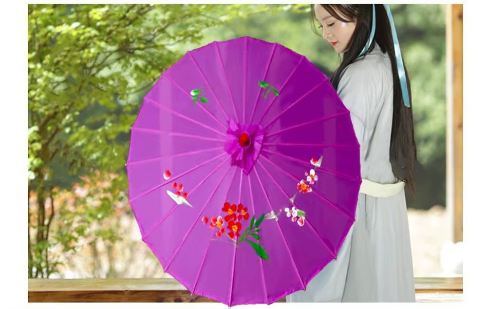 Sombrilla china abierta con colores vibrantes